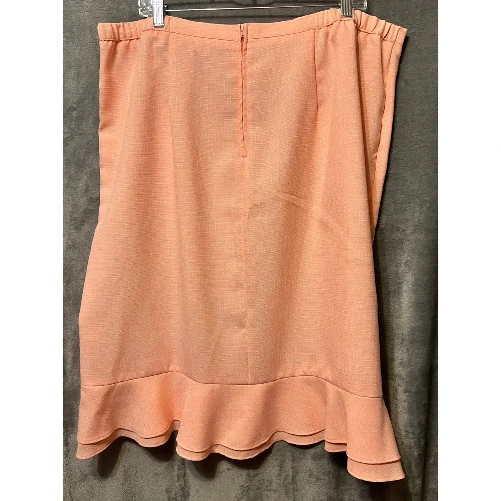 Spago Collection Peach Skirt Suit 22W NWT Plus Size Blazer Ruffle Hem Career